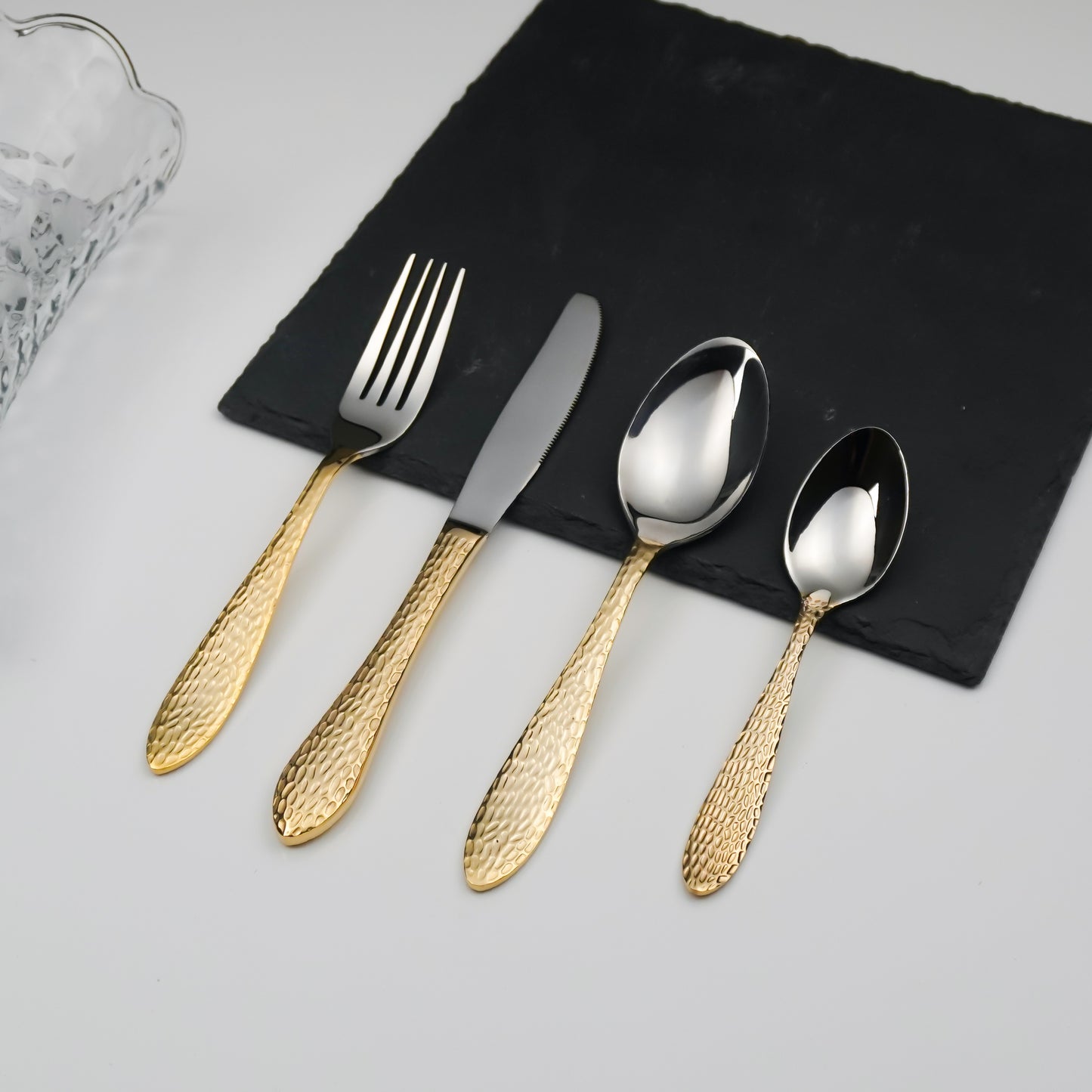 Hammered Gold Cutlery Set